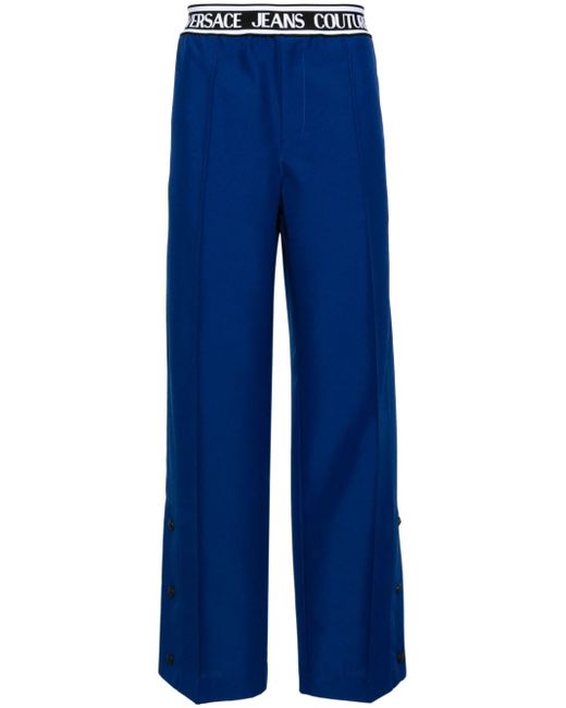 Versace Jeans Couture logo-waistband pleated wide-leg trousers