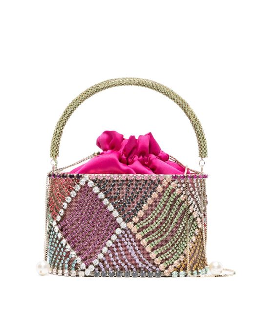 Rosantica Holli Patchwork crystal-embellished bucket bag