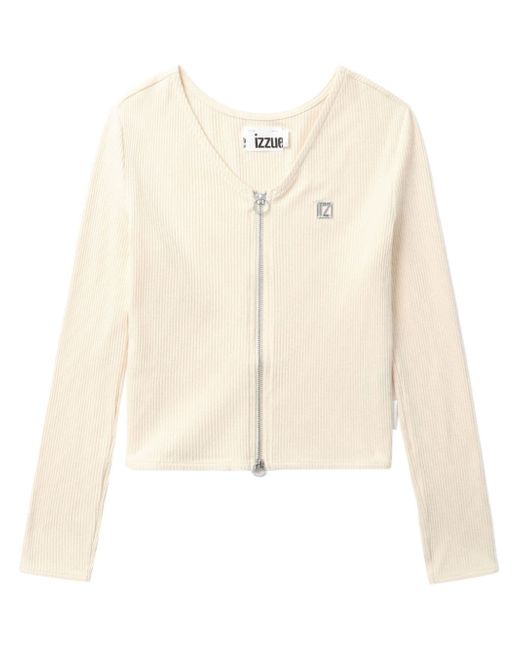 Izzue zip-up ribbed-knit cardigan