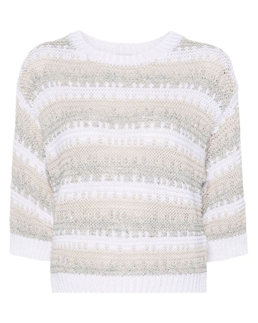 Peserico sequin-embellished striped knitted jumper