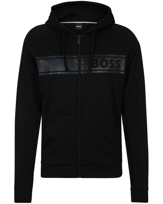 Boss logo-print zip-up hoodie