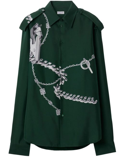Burberry Knight Accessories-print silk shirt