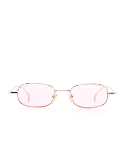 Gucci logo-engraved oval-frame sunglasses