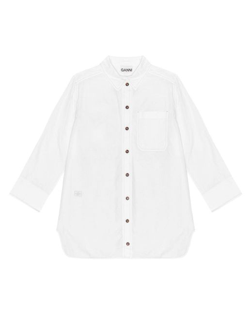 Ganni spread-collar organic-cotton shirt