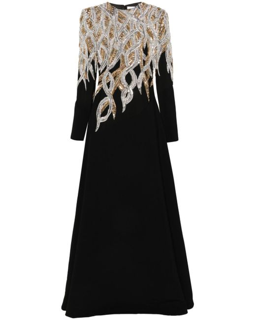 Dina Melwani crystal-embellished crepe gown