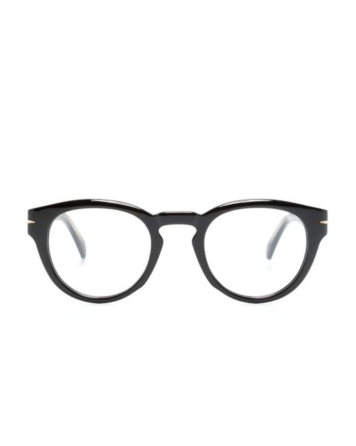 David Beckham Eyewear logo-plaque round-frame glasses