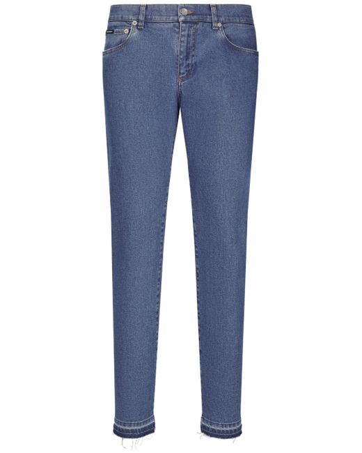 Dolce & Gabbana slim-cut logo-patch jeans