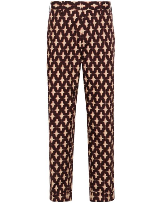 Dries Van Noten Graphic-Tile printed tailored trousers