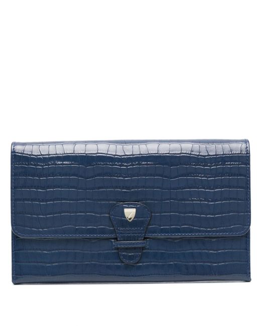 Aspinal of London croc-embossed leather travel wallet