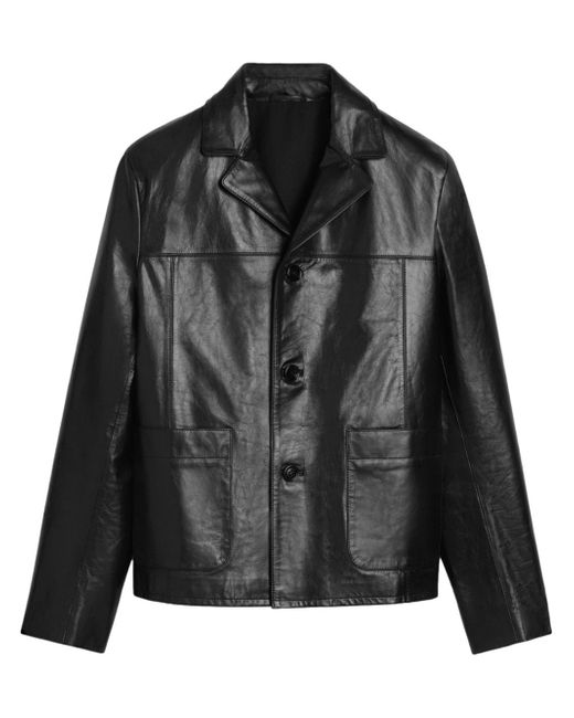 AMI Alexandre Mattiussi single-breasted leather jacket