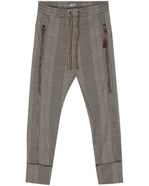 Mac drawstring-waist check-pattern trousers