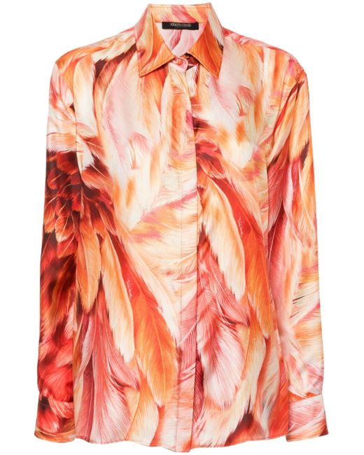 Roberto Cavalli plumage-print shirt