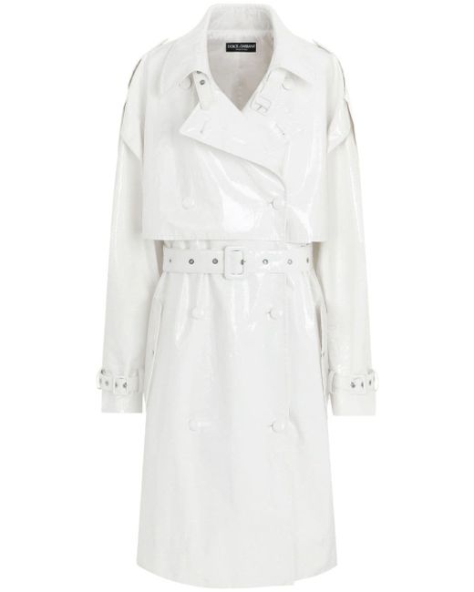 Dolce & Gabbana belted patent-finish trench coat