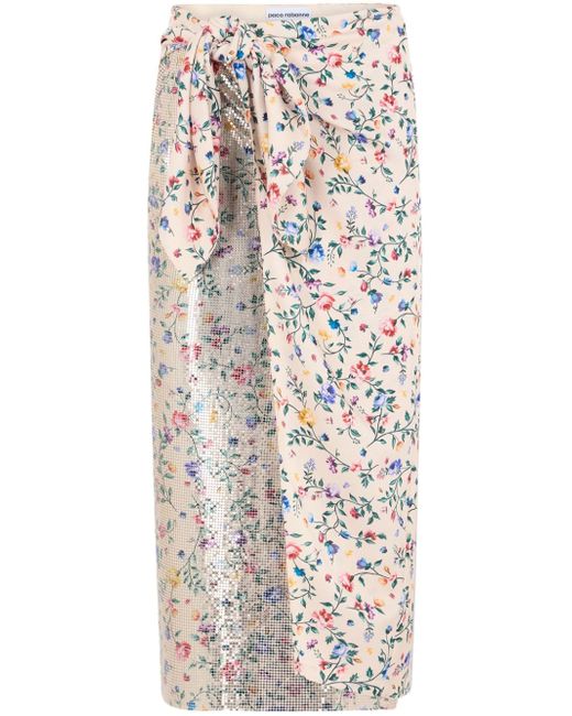 Rabanne floral-print layered midi skirt