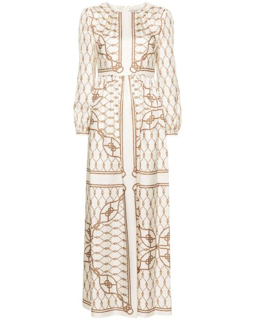 Tory Burch knot-print silk maxi dress