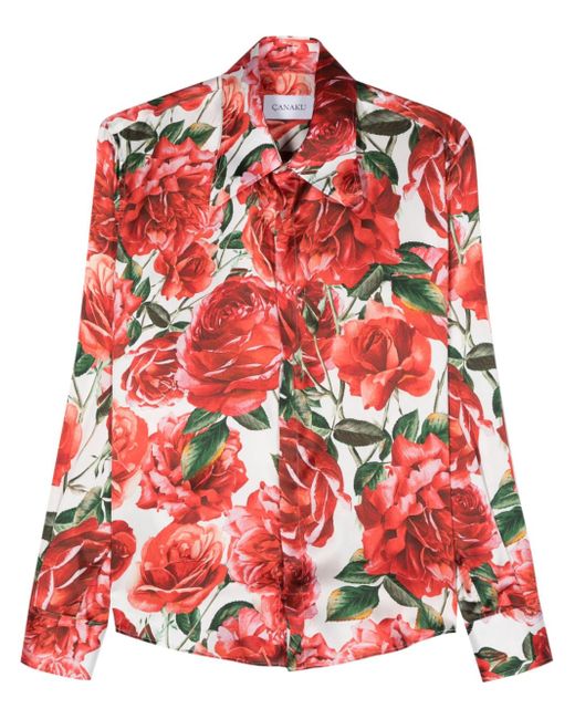 canaku roses-print shirt