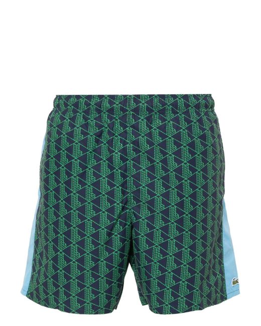 Lacoste monogram-print swim shorts