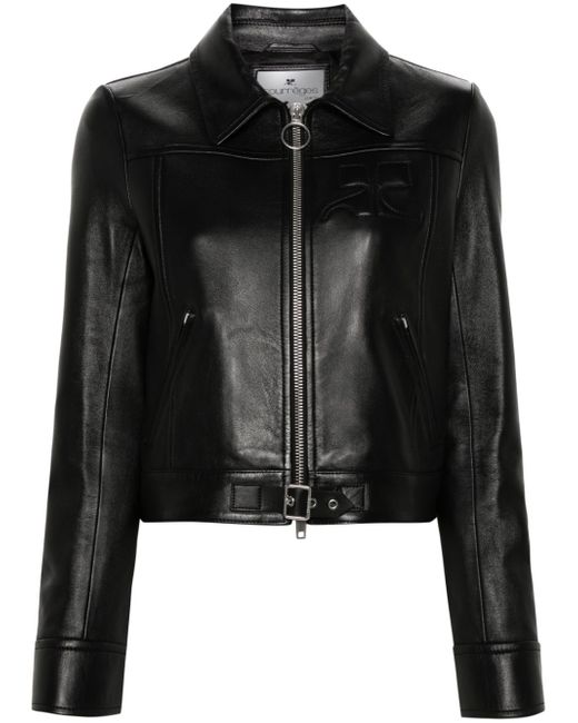 Courrèges Iconic zip-up leather jacket