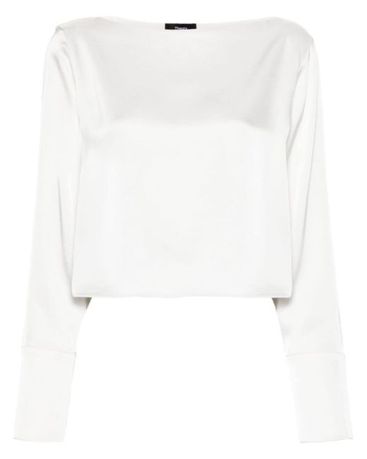 Theory satin cropped blouse
