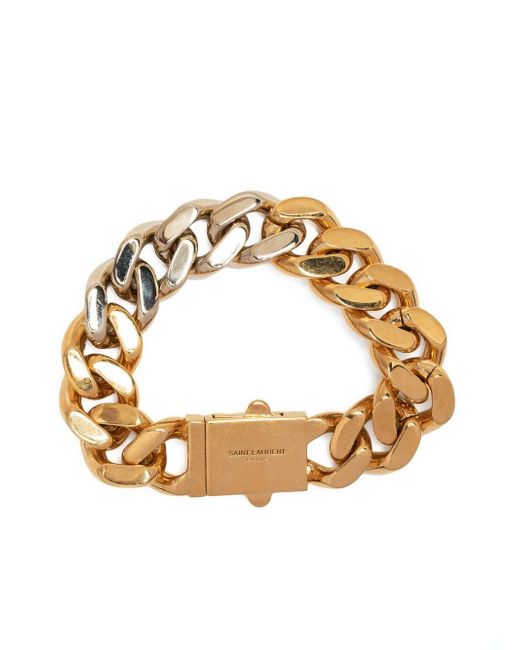 Saint Laurent 14kt plated curb-chain bracelet
