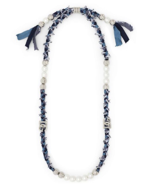 Dolce & Gabbana logo-plaque bead-detailing necklace