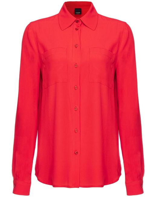 Pinko spread-collar crepe shirt