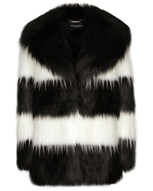 Dolce & Gabbana striped faux-fur coat
