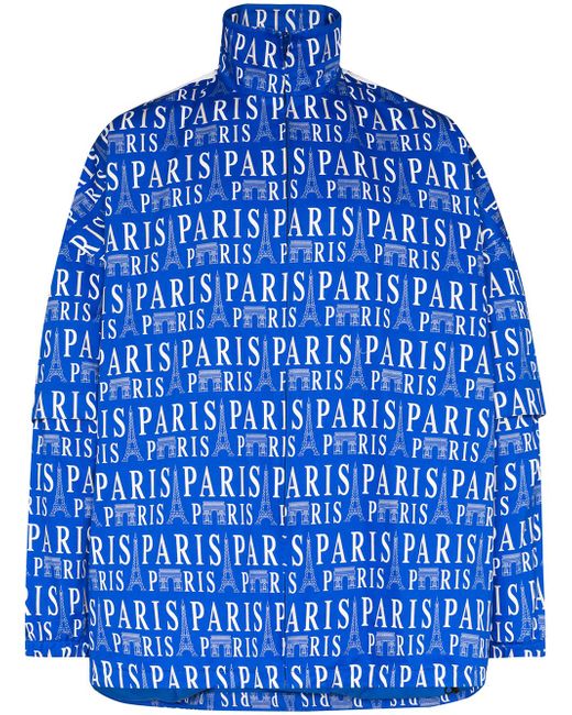 Balenciaga Paris print split-sleeve track jacket