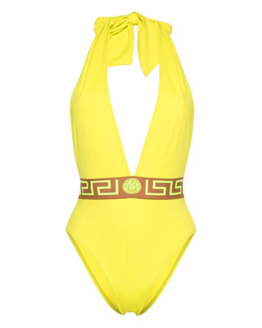 Versace logo-print strap swimsuit