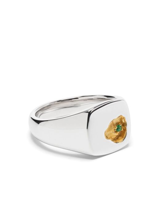 Tom Wood 14kt yellow gold emerald signet ring