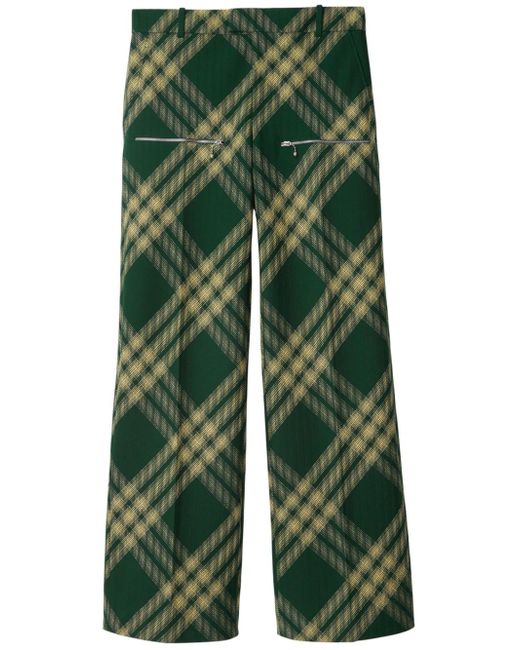 Burberry check-pattern wool tailored trousers
