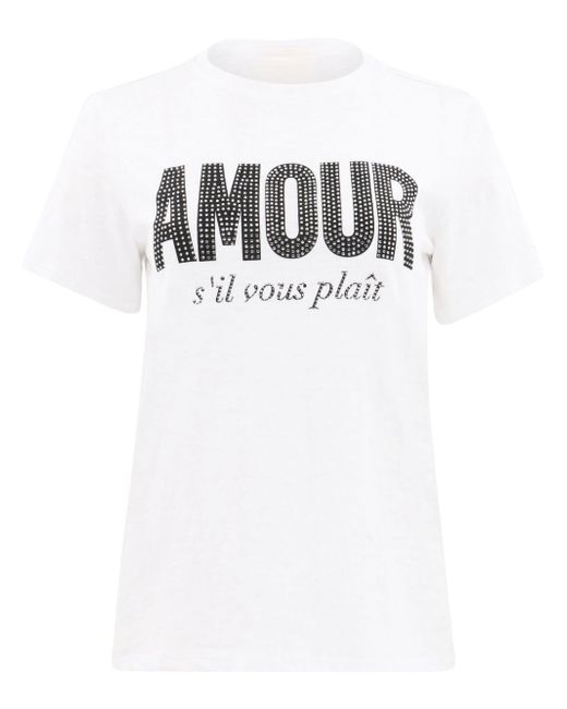 Cinq a Sept Amour rhinestone-embellished cotton T-shirt