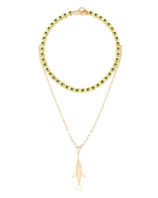 Marni fish-charm layered necklace
