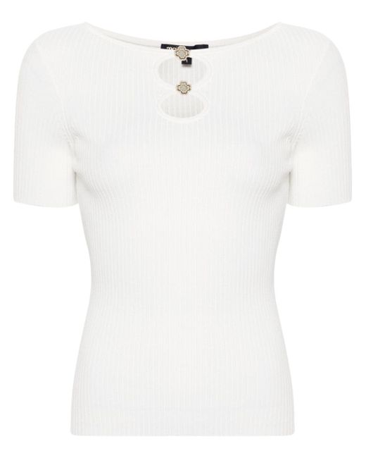 Maje cut-out ribbed top