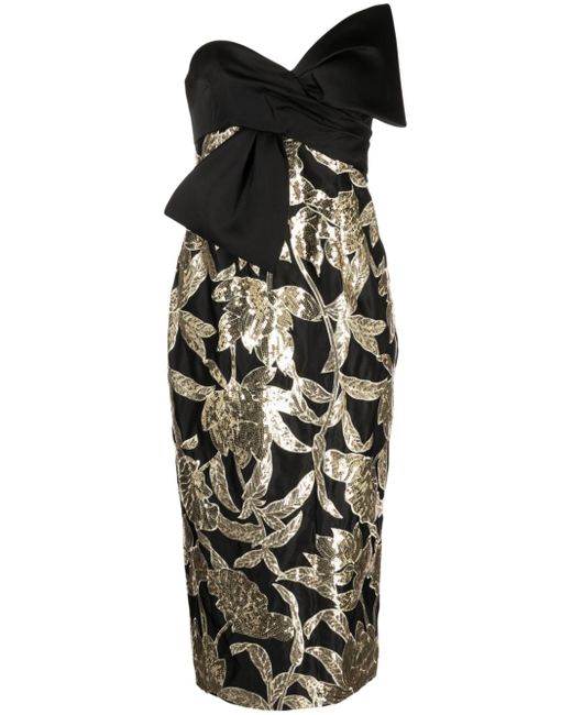 Marchesa Notte Lotus sequin-embellished midi dress
