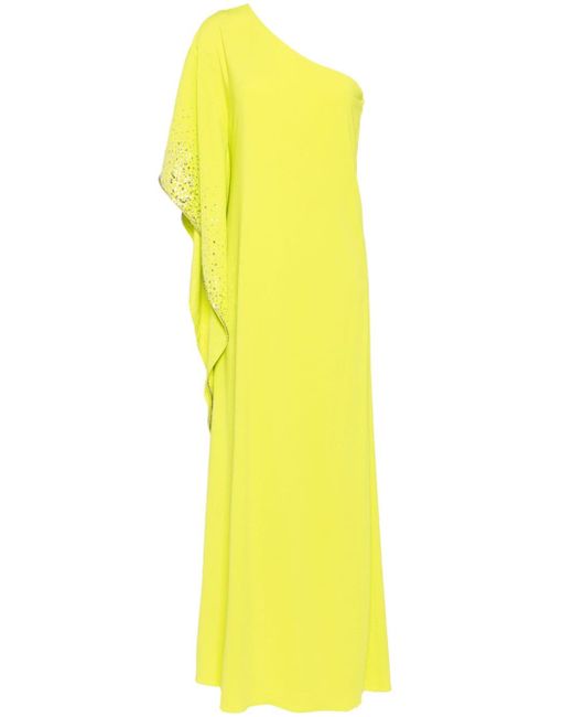 Marchesa Notte sequin-embellished one-sleeve gown