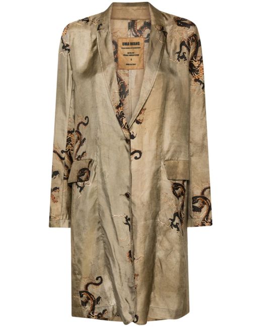 Uma Wang dragon-print buttoned coat