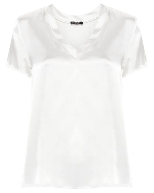 Liu •Jo V-neck satin-finish blouse