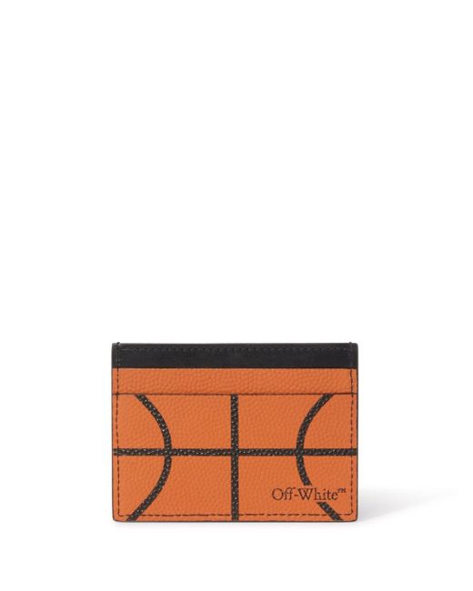 Off-White Basketball logo-print leather card case