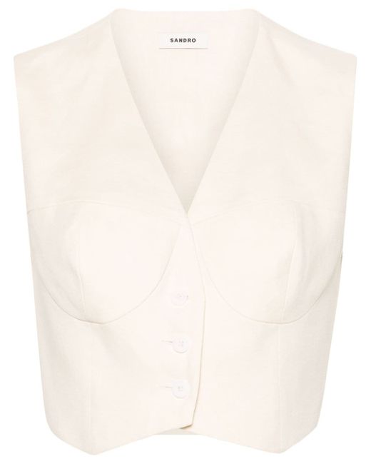 Sandro moulded-cups cropped waistcoat