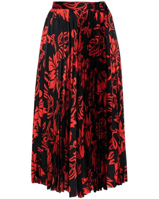 Sacai floral-print pleated midi skirt