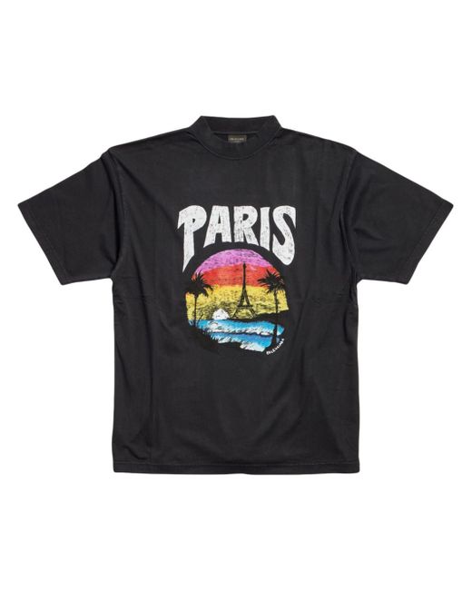 Balenciaga Paris Tropical-print T-shirt