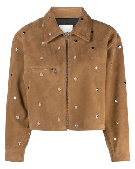 Sandro cropped studded suede jacket