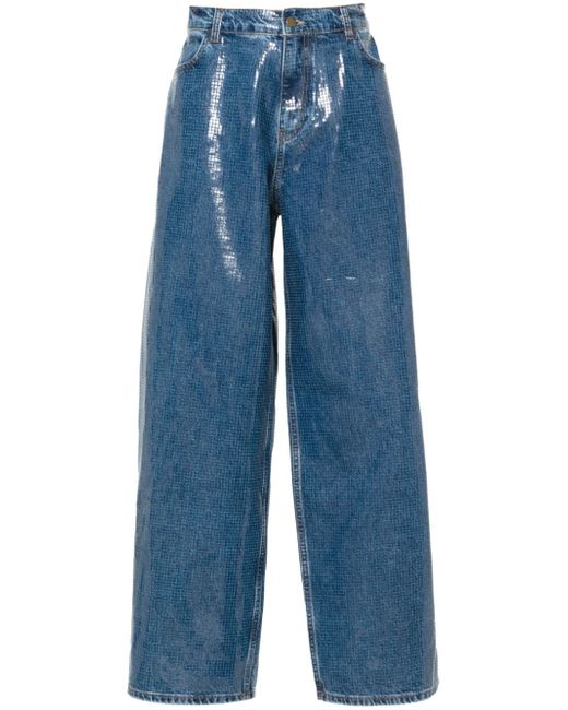 Philosophy di Lorenzo Serafini coated-finish wide-leg trousers