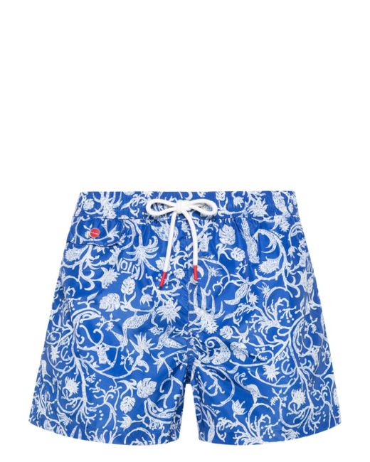 Kiton graphic-print swim shorts