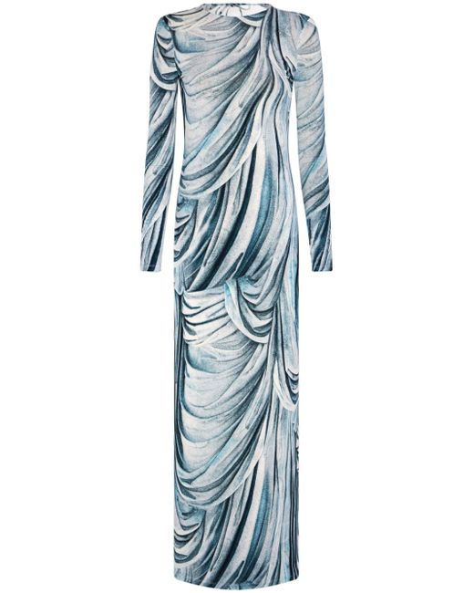 Rabanne graphic-print long-sleeve maxi dress