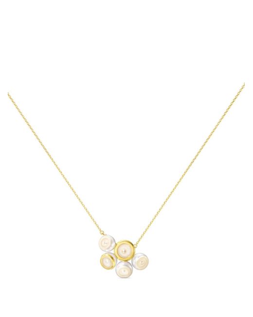 Tasaki 18kt yellow M/G Sliced Bezel pearl necklace