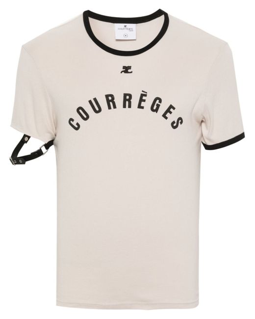 Courrèges buckle detail logo-print T-shirt