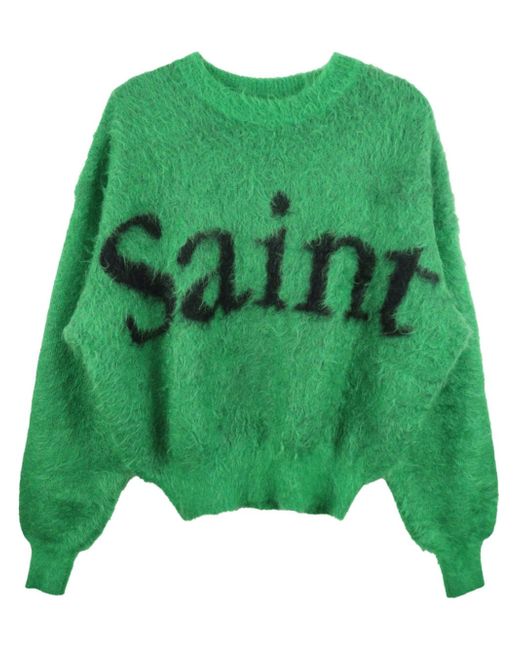 Saint Mxxxxxx intarsia-knit mohair-blend jumper