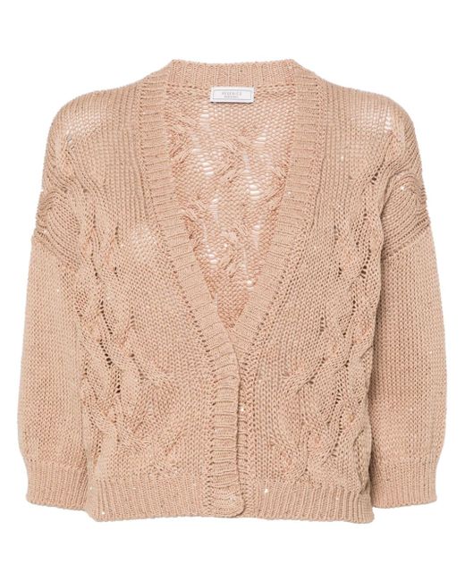 Peserico sequin-embellished cable-knit cardigan
